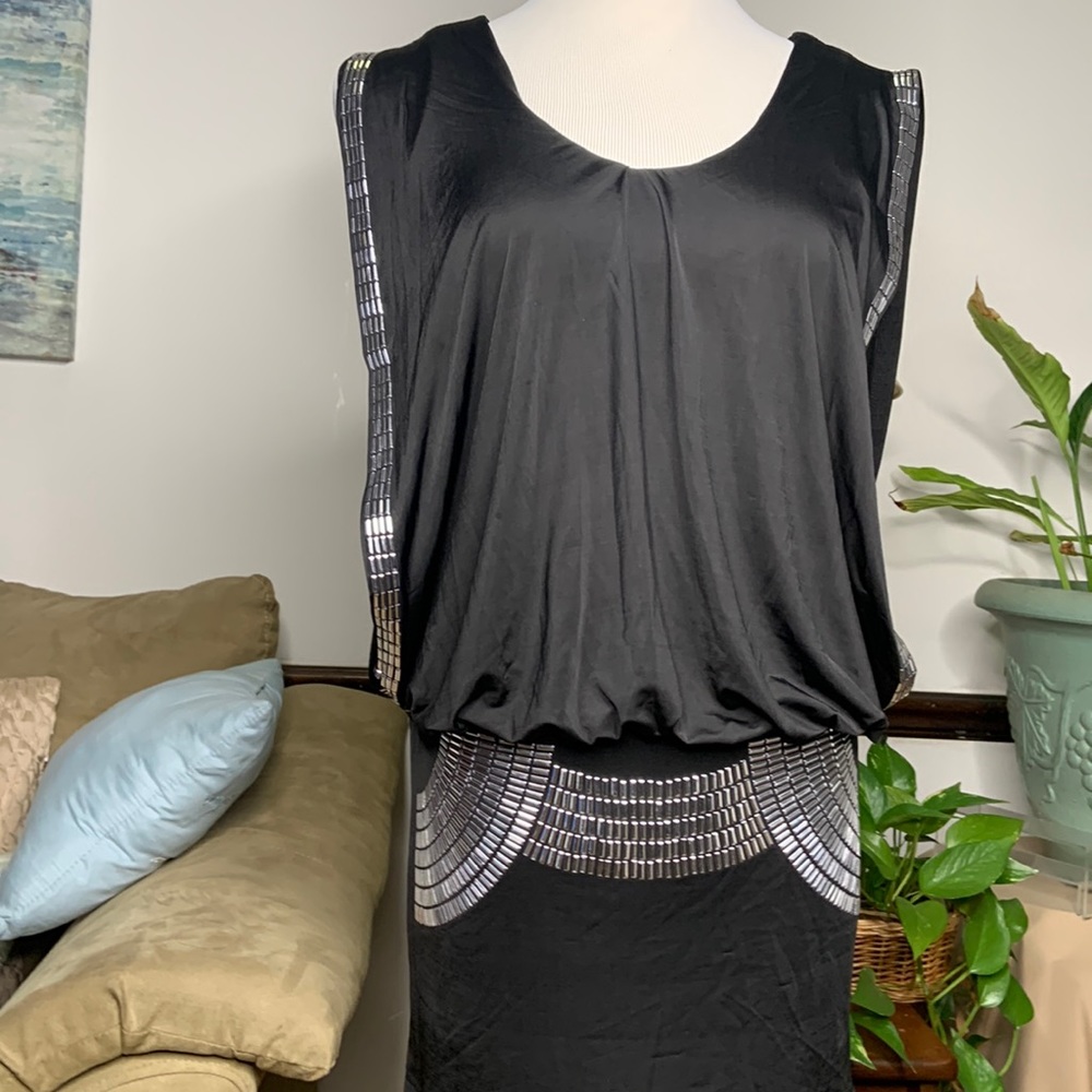 Solution Freakum Dress or Top Black and Silver Accents  Dress NWT Medium